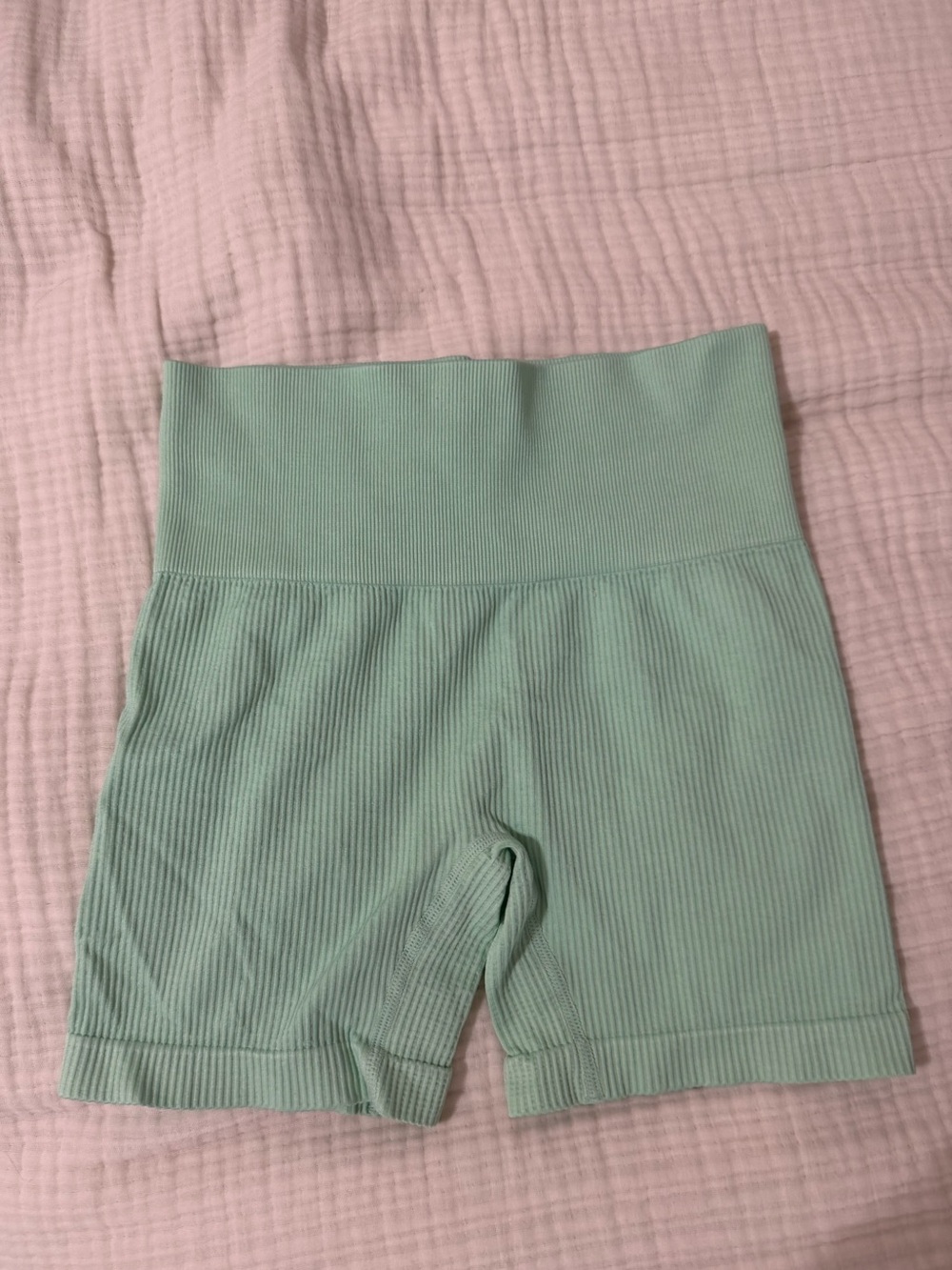 Colsie Mint Ribbed High-Rise Bike Shorts